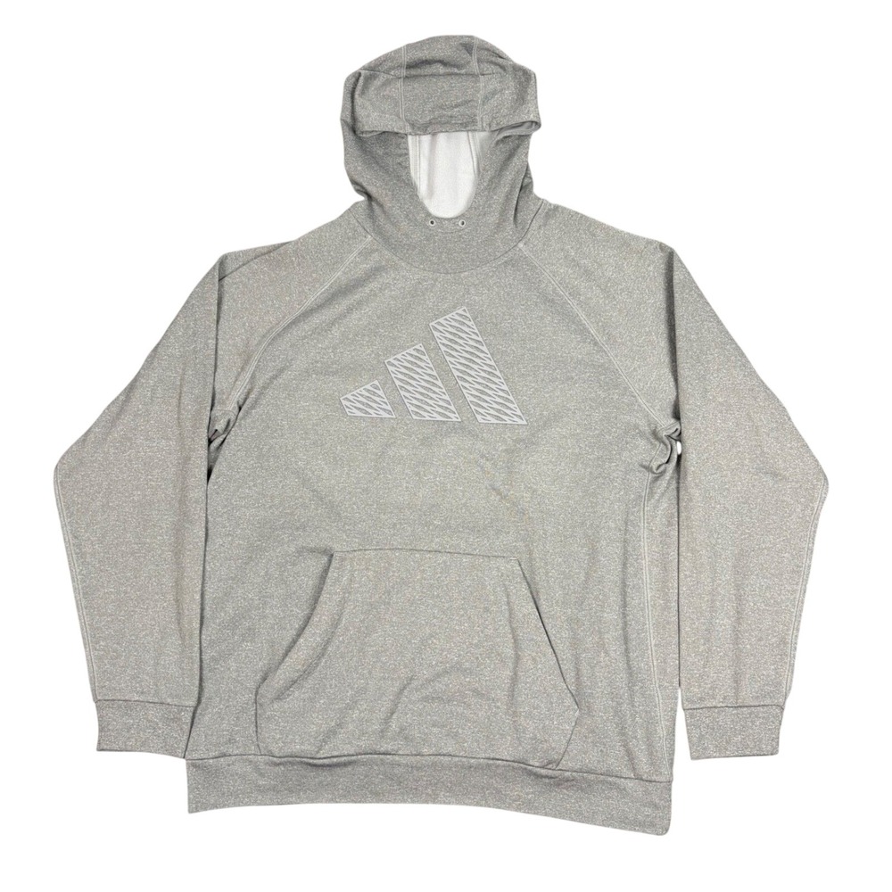 Adidas Training Cold‎ Rdy Hoodie Mens XL Gray Heathered 3-Bar Logo Sweatshirt